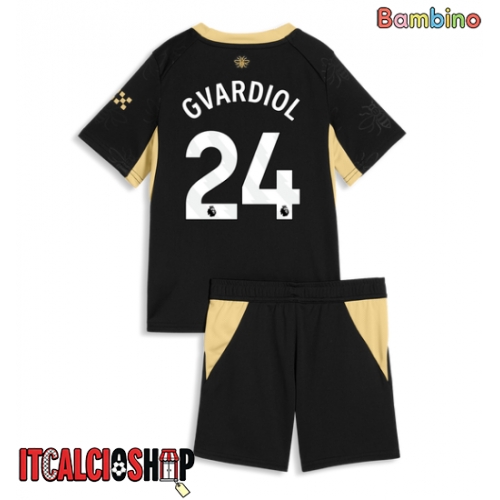 Manchester City Josko Gvardiol #24 Seconda Maglia Bambino 2026-27 Manica Corta (+ Pantaloni corti)